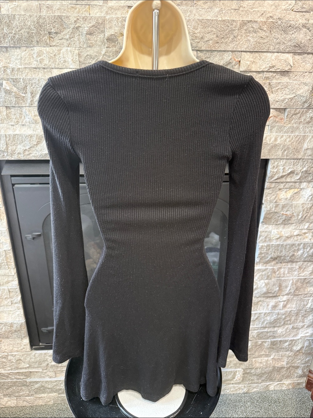 Princess Polly Best Interest Black Long-Sleeve Ribbed Mini Dress - Picture 7 of 7